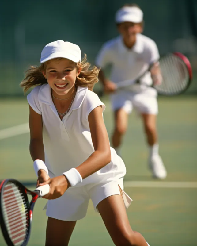 Niños jugando al tenis
